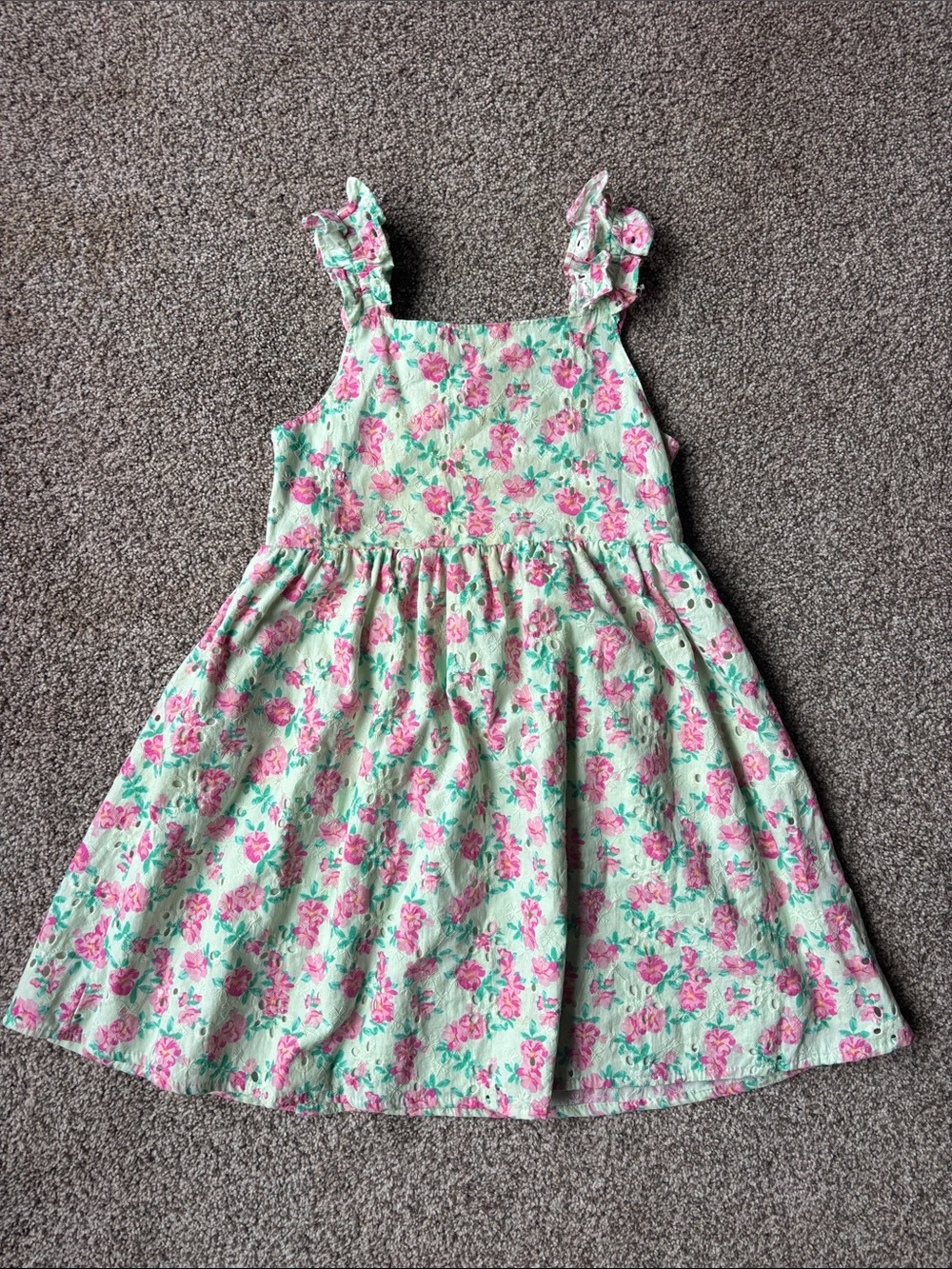 btween Mint Green Floral Sundress with Pink Roses